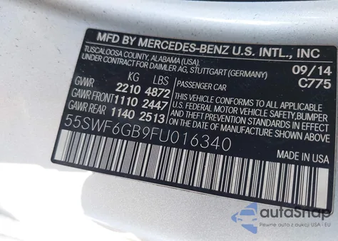 2015 Mercedes-Benz C 400 4Matic from USA, damaged, VIN 55SWF6GB9FU016340